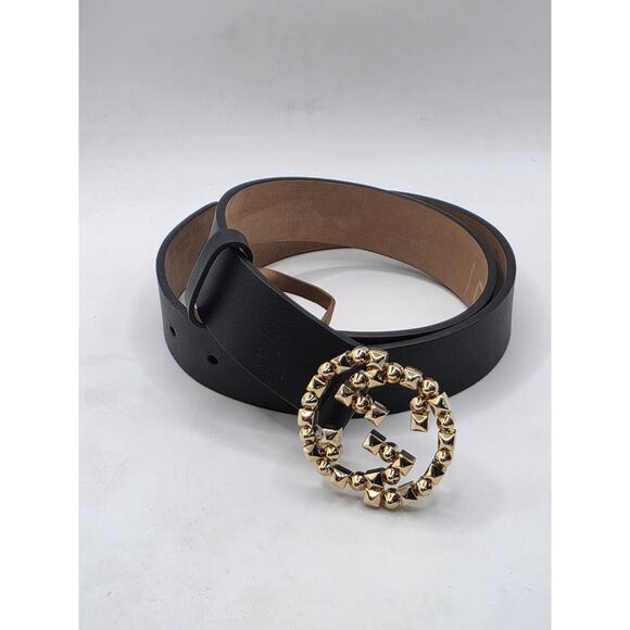 Gucci Black Leather Gold-tone GG Buckle Belt S 80/32 sz main image 15